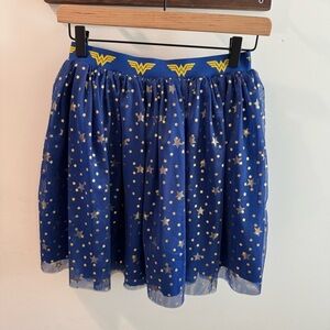 NWT Hanna Andersson Wonder Woman Collab Blue Gold Star Print Tulle Skirt 160cm